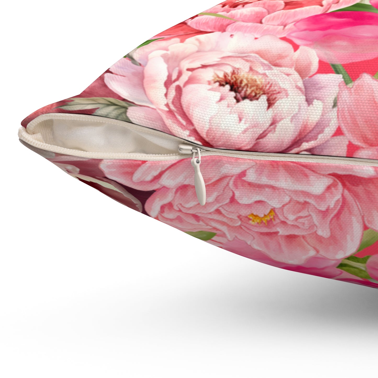 Chic Square Pillow Featuring Floral Tulips and Peonies Design