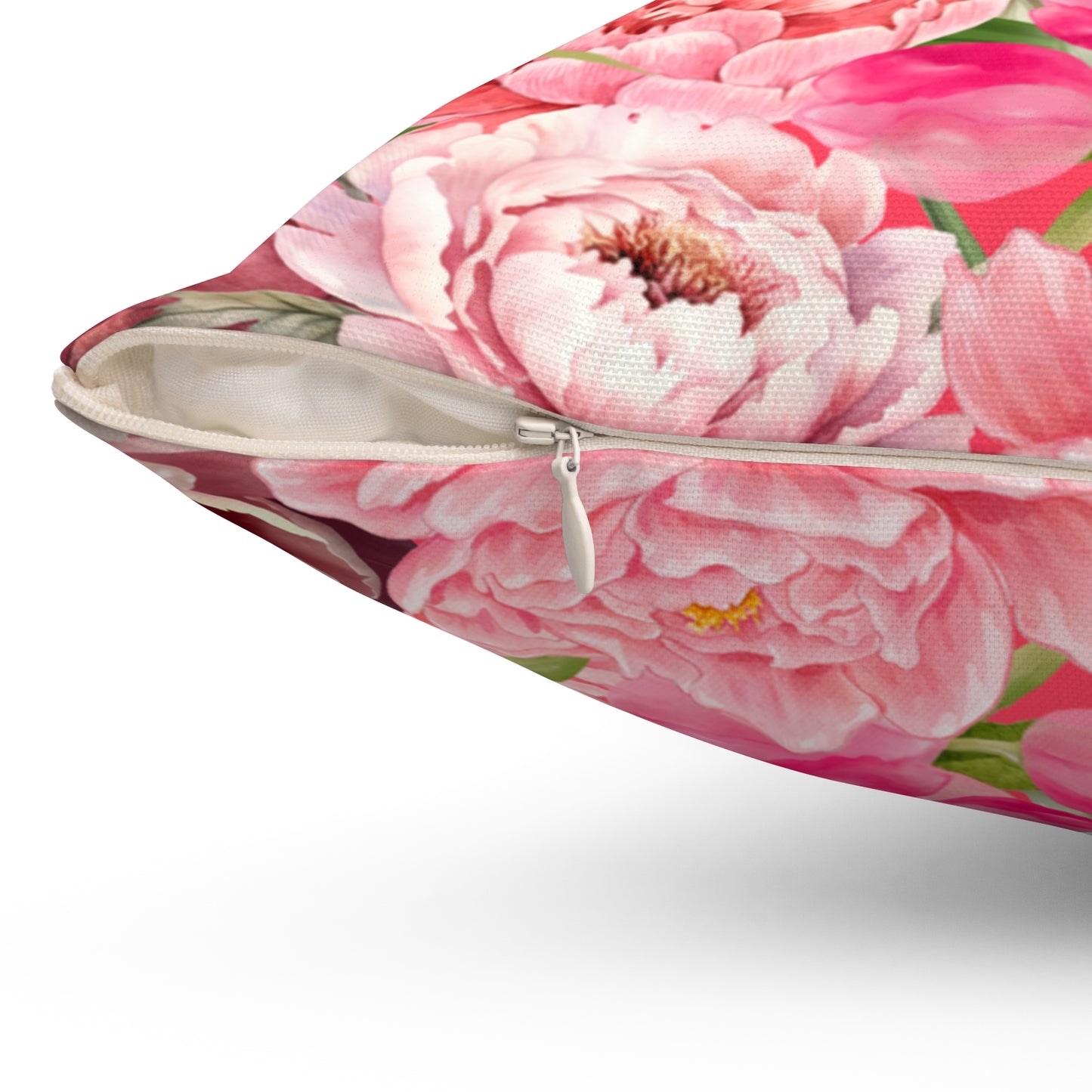 Chic Square Pillow Featuring Floral Tulips and Peonies Design