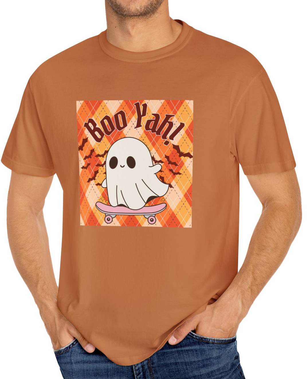 Funny Inspired Halloween T-Shirt Featuring Skater Ghost