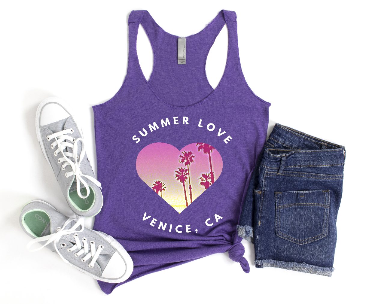 Cool Summer Tank Racerback Style with Beach Scene