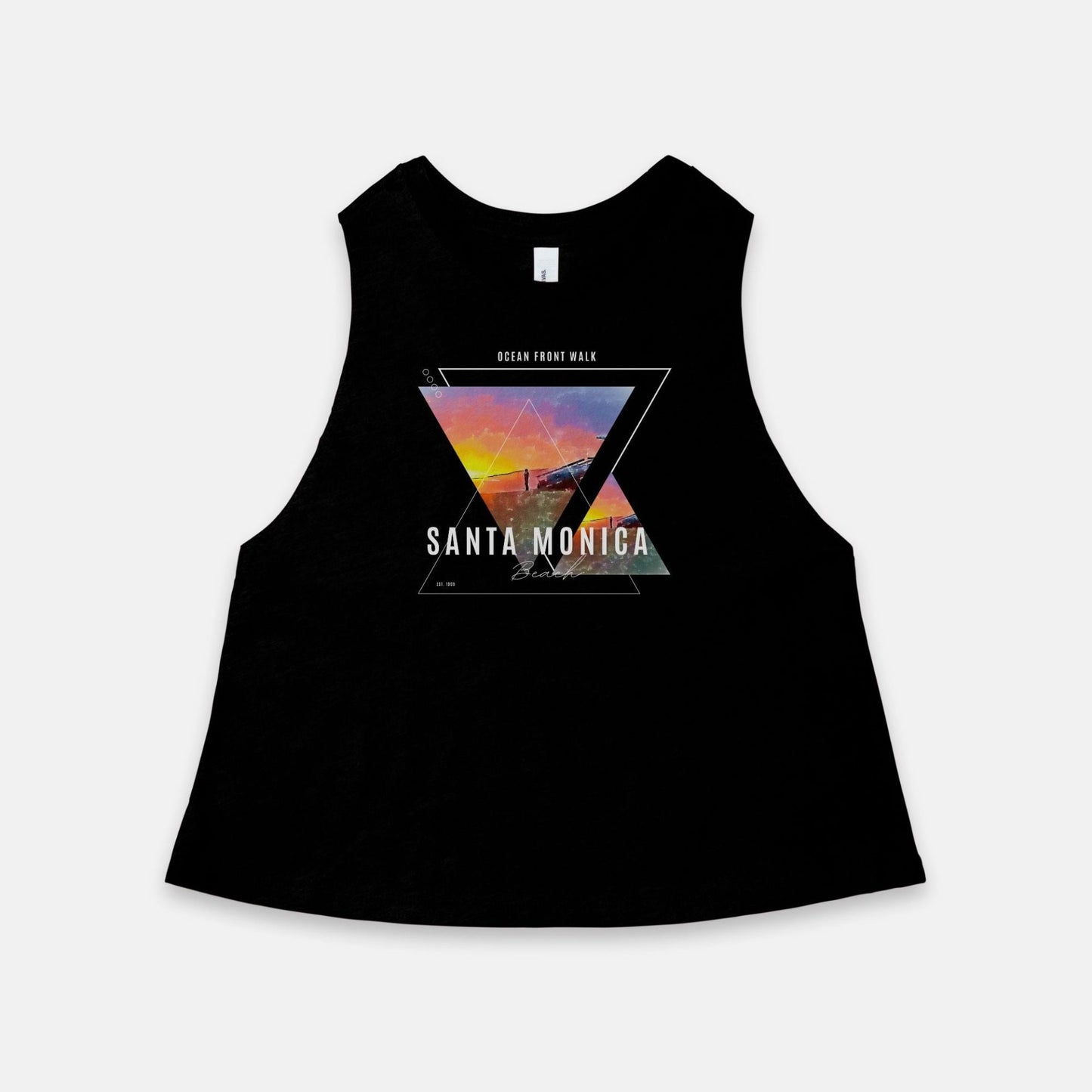 Racerback Cropped Tank Featuring Iconic Beach