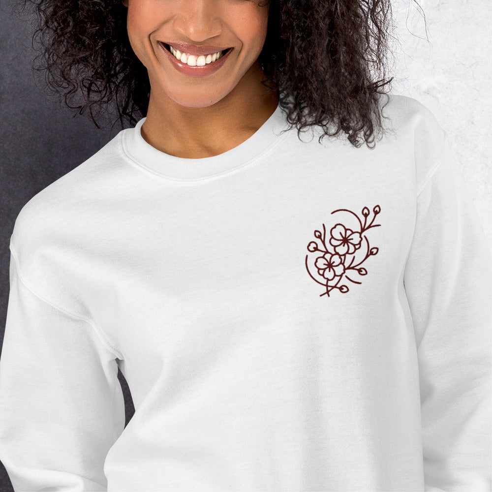Cozy Embroidered Sakura Sweatshirt