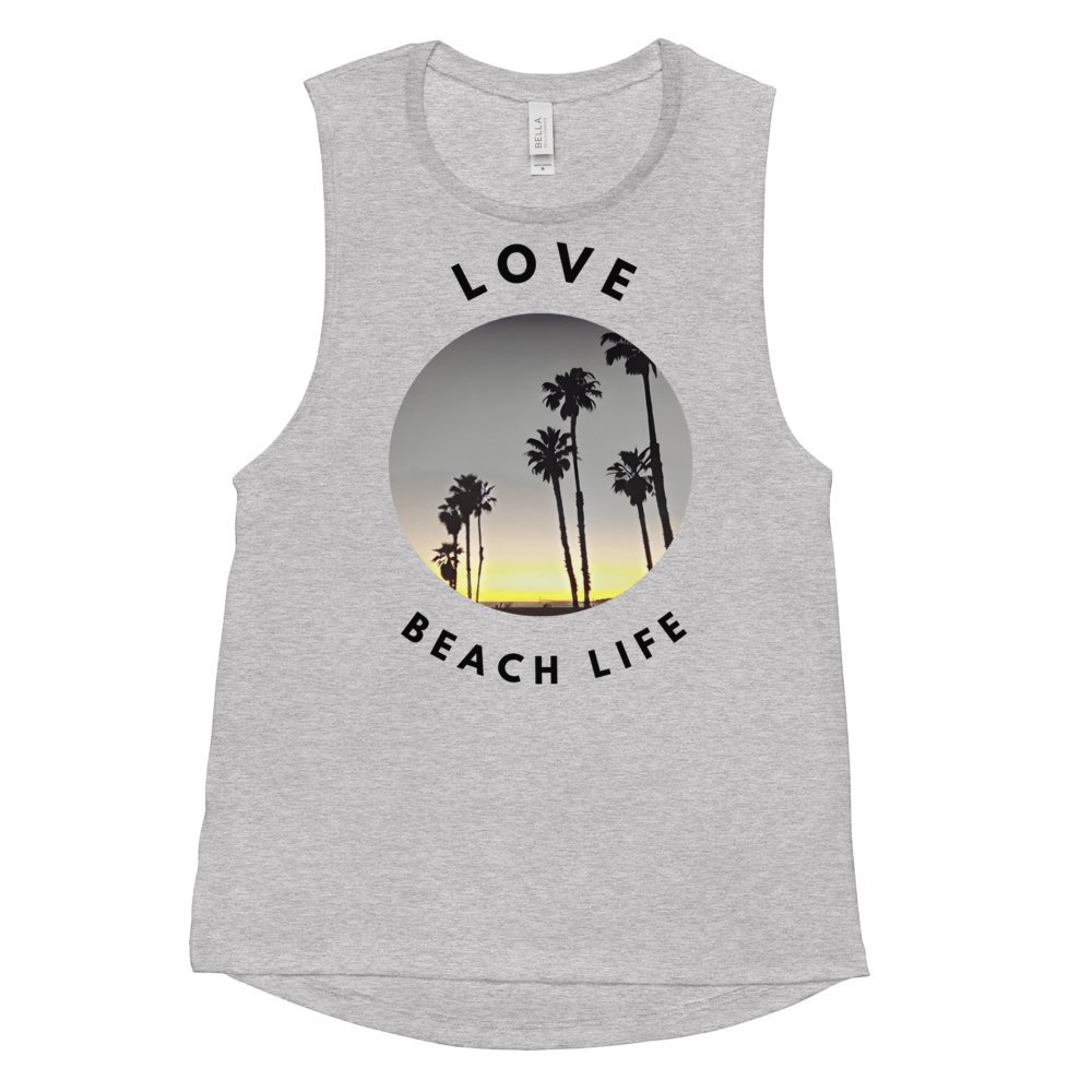 Chic Beach Scene Muscle Tank with Cool Logo