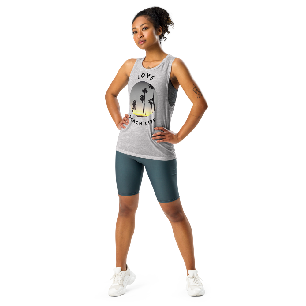 Chic Beach Scene Muscle Tank with Cool Logo