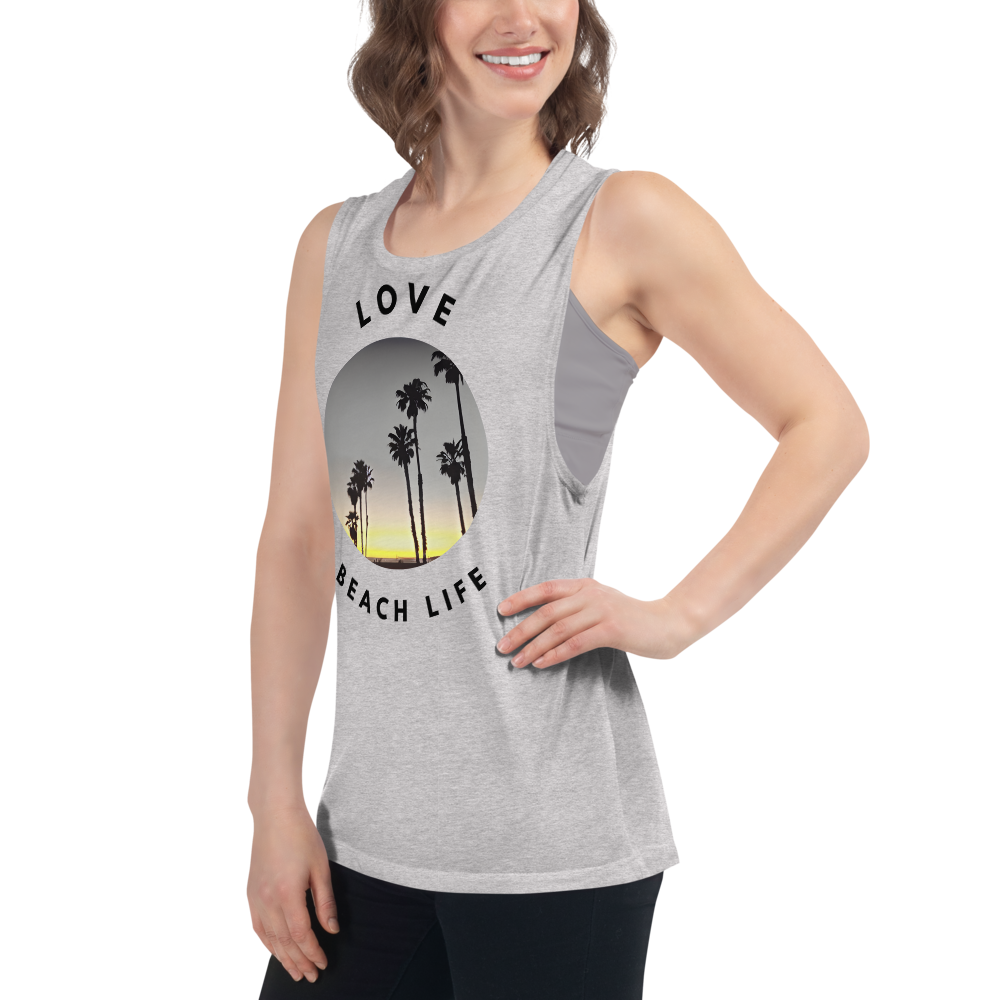 Chic Beach Scene Muscle Tank with Cool Logo