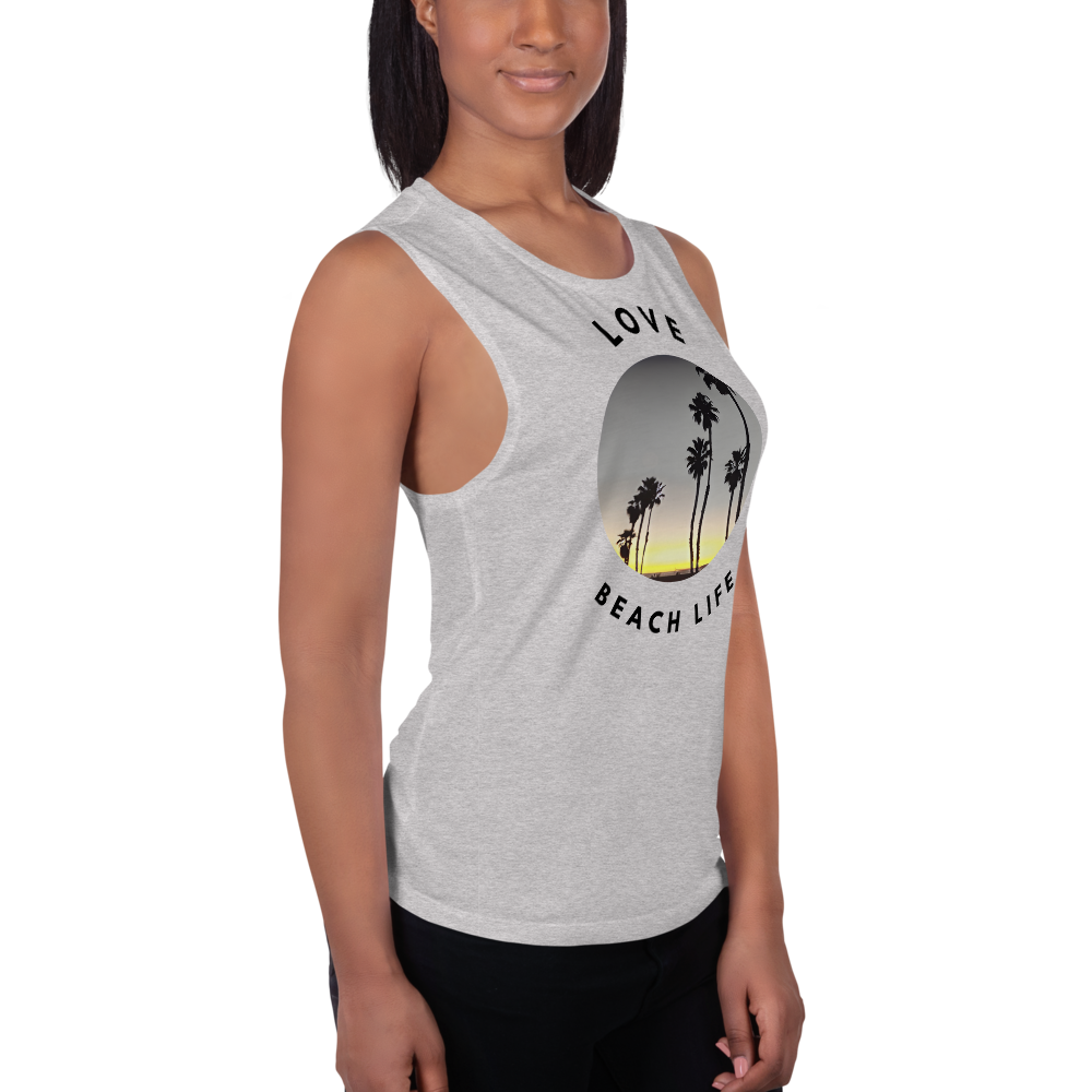 Chic Beach Scene Muscle Tank with Cool Logo
