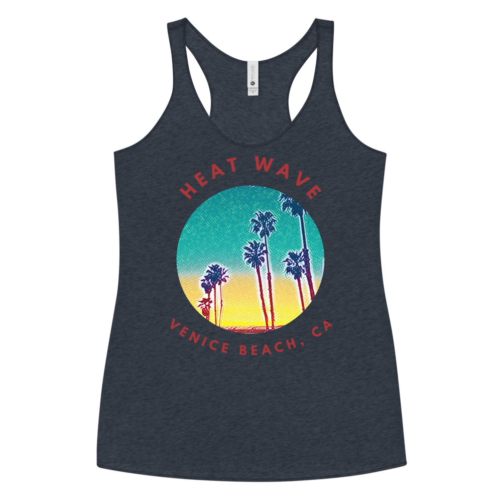 Vintage Style Summer Racerback Tank with Beach Scene