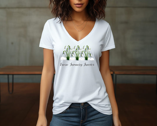 Flirty Women Tee January Birthday Flower Snowdrops