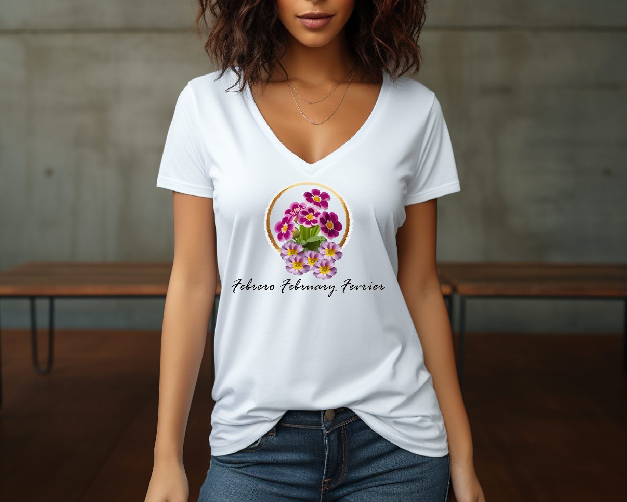 Flirty Women Tee February Birthday Flower Primrose