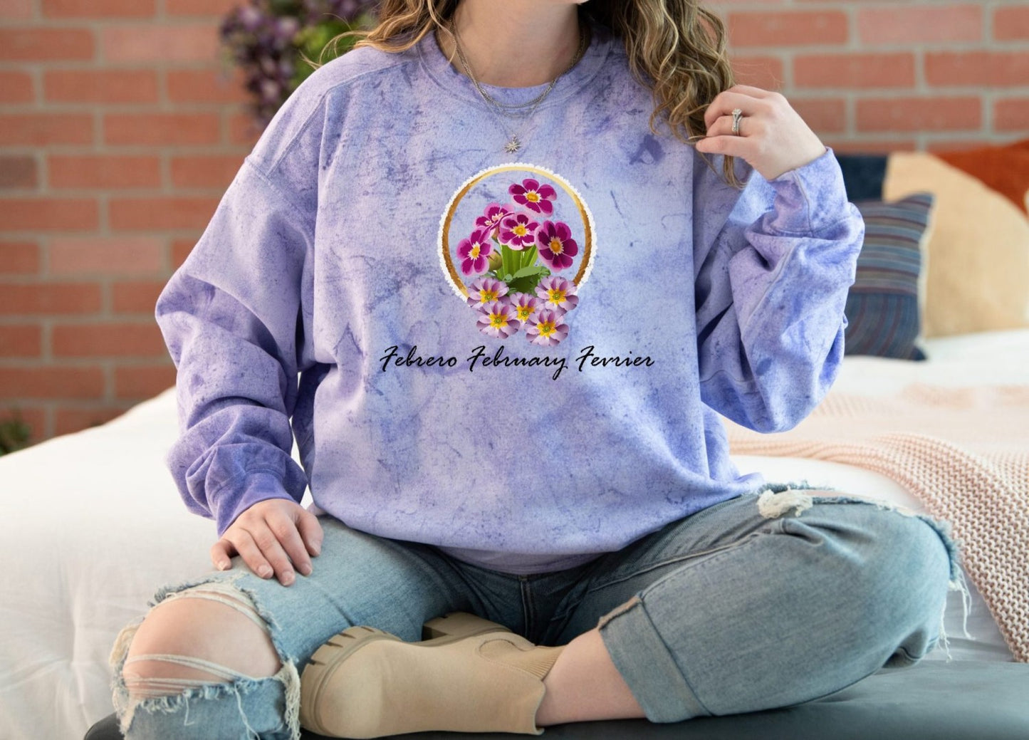 Comfy Cozy Floral Sweatshirt February Birthday Flower Primrose