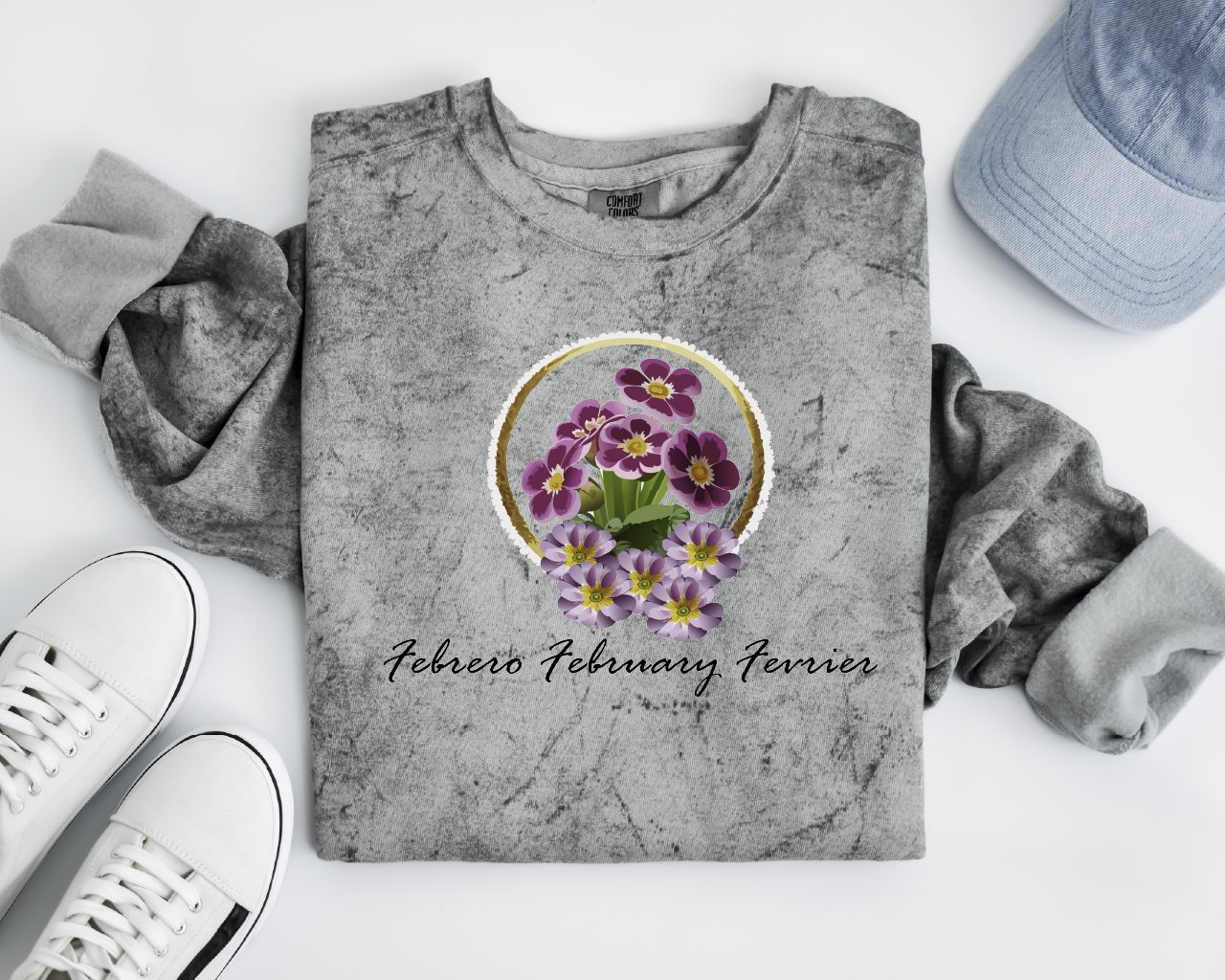 Comfy Cozy Floral Sweatshirt February Birthday Flower Primrose