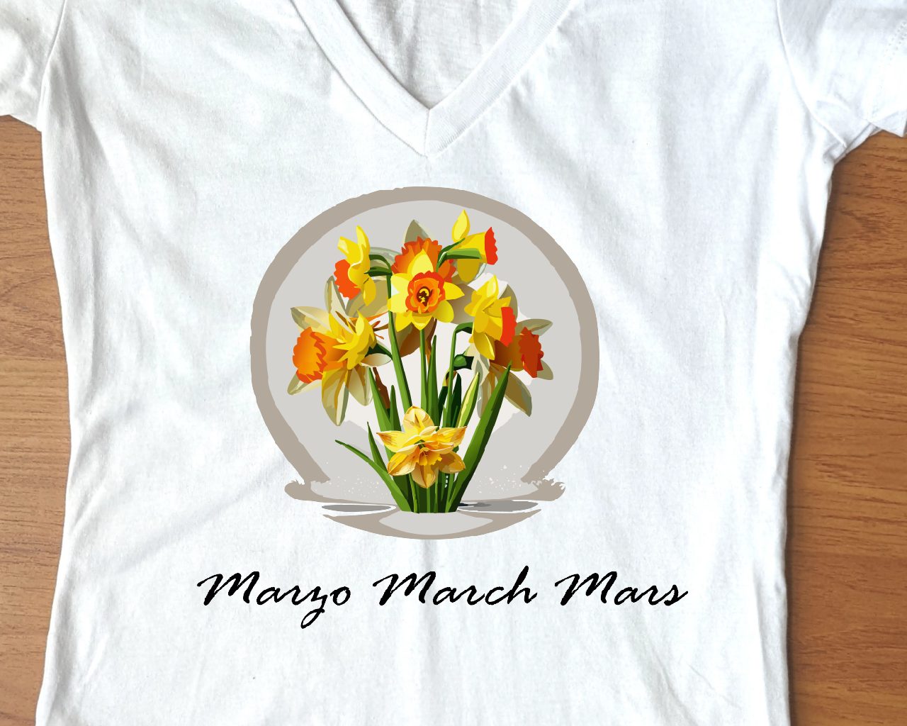 Flirty Woman Tee March Birthday Flower Daffodils