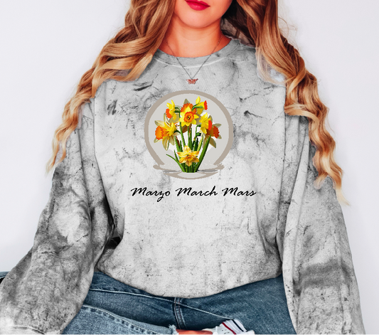 Comfy Cozy Floral Sweatshirt March Birthday Flower Daffodils