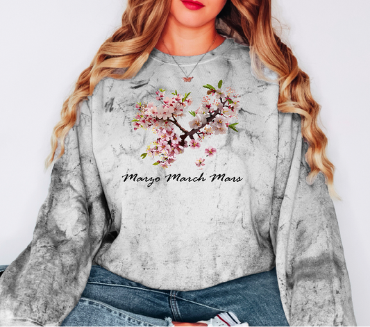 March Spring Flower Sweatshirt, Cherry Blossom, Floral - Gift for Her/Mom