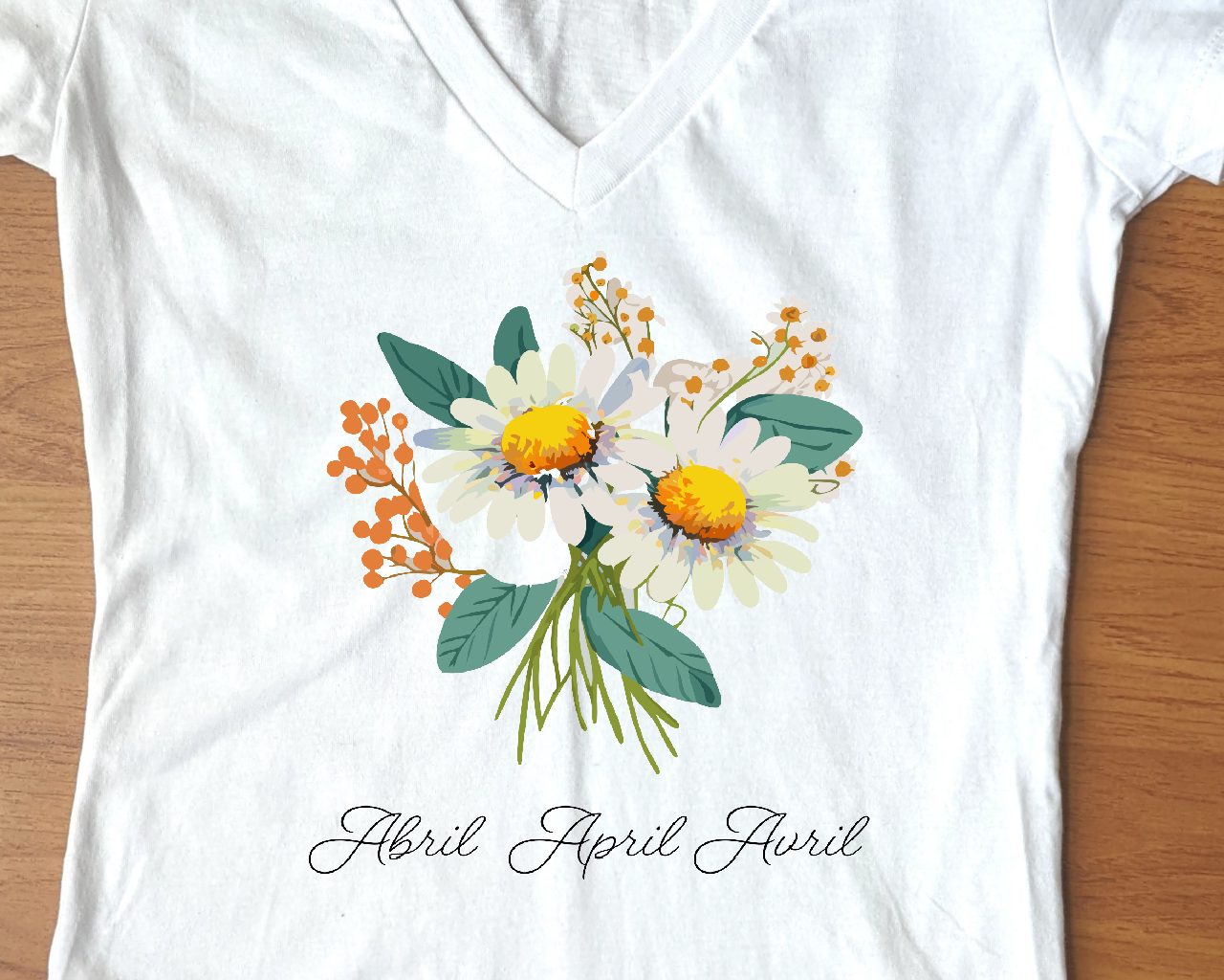 Flirty  Woman Tee April Birthday Flower Daisies