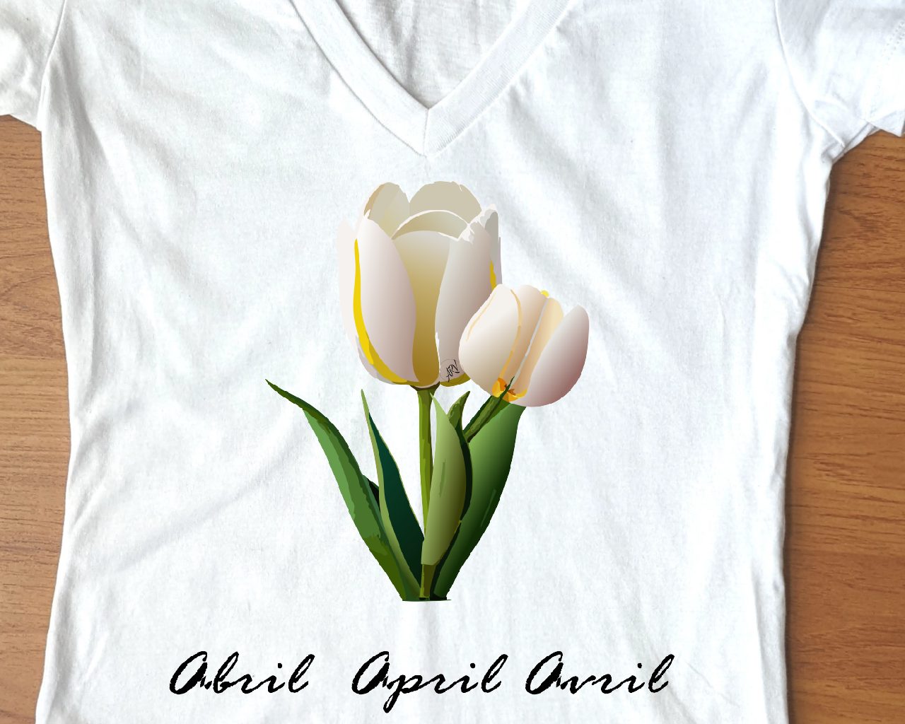 Flirty Women Tee April Seasonal Flower White Tulip