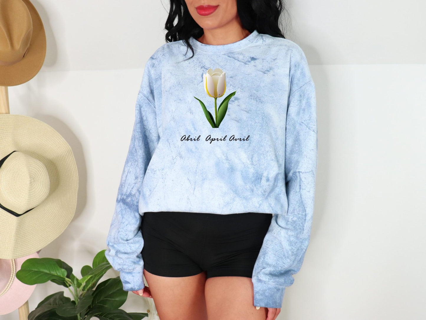 Comfy Cozy Spring Floral Sweatshirt White Tulip