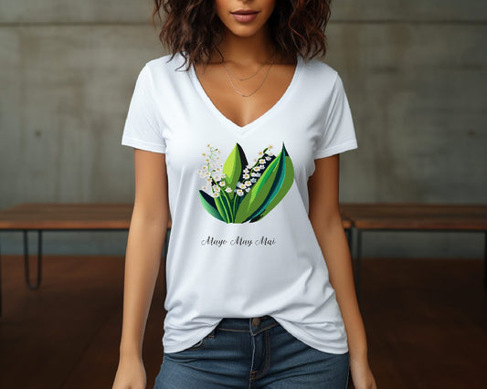 Flirty  Woman Tee May Birthday Flower Lilly of the Valley
