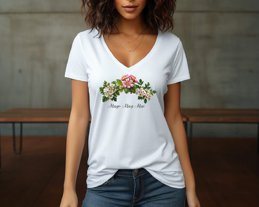 Flirty Woman Tee May Birthday Flower Hawthorn