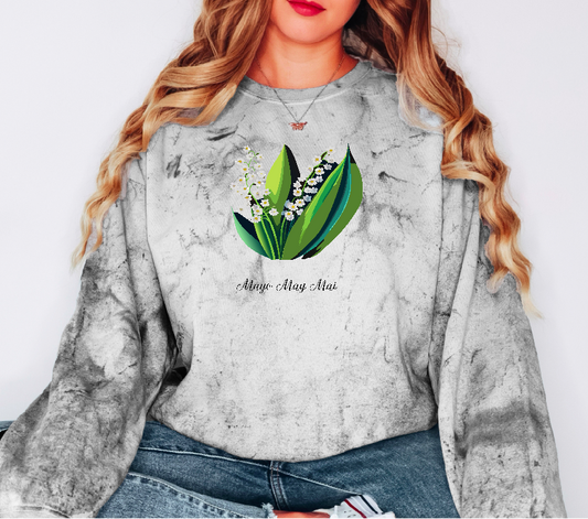 Comfy Cozy Floral Sweatshirt May Birthday Flower Lilly of the Valley