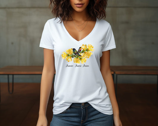 Flirty Women Tee June Birthday Flower Honeysuckle