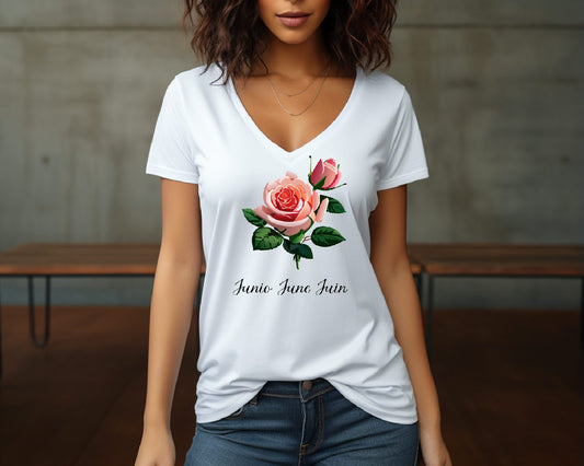 Flirty Women Tee June Birthday Flower Roses