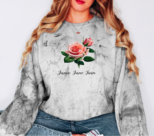 Comfy Cozy Floral Sweatshirt June Birthday Flower Rose