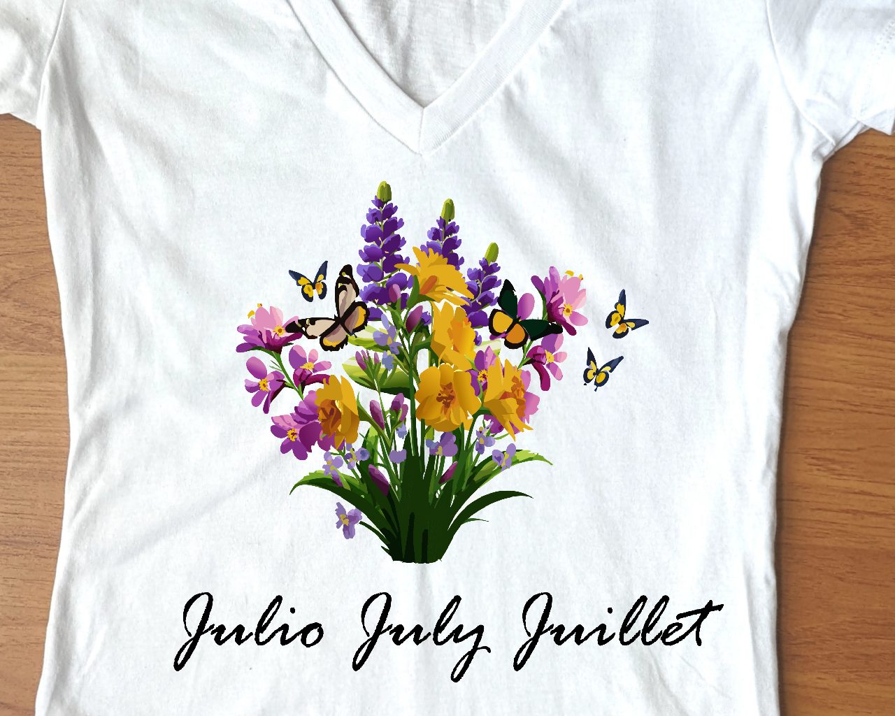 Flirty Women Tee July Birthday Flower Larkspur