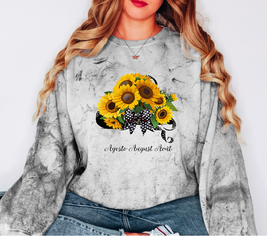Comfy Cozy August Summer Flower Sweatshirt Sunflowers