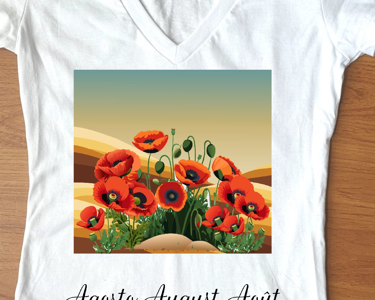 Flirty Women Tee August Birthday Flower Poppy
