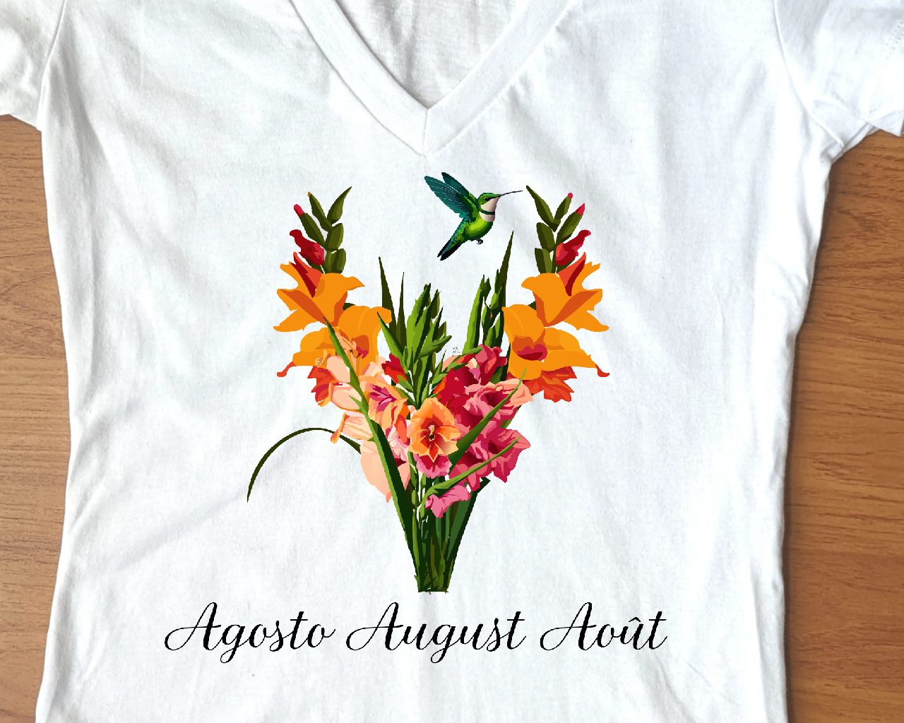 Flirty Women Tee August Birthday Flower Gladiolus
