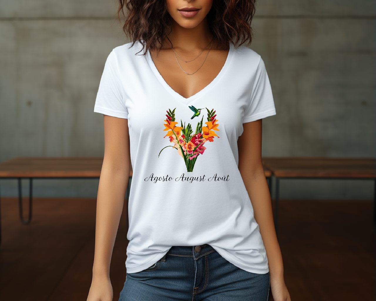 Flirty Women Tee August Birthday Flower Gladiolus