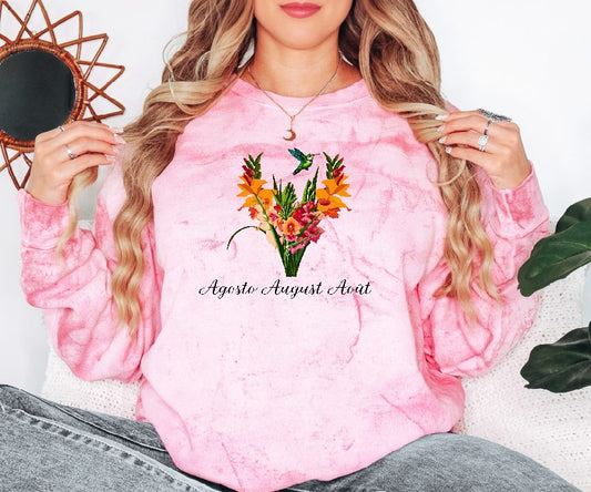 Comfy Cozy Floral Sweatshirt August Birthday Flower Gladiolus