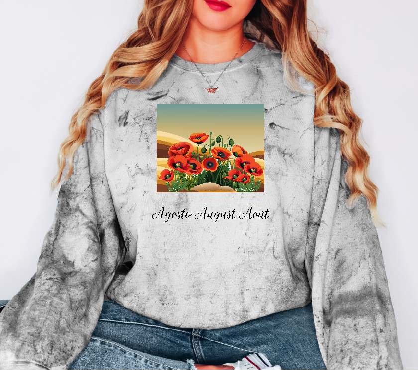 Comfy Cozy Floral Sweatshirt August Birthday Flower Poppy