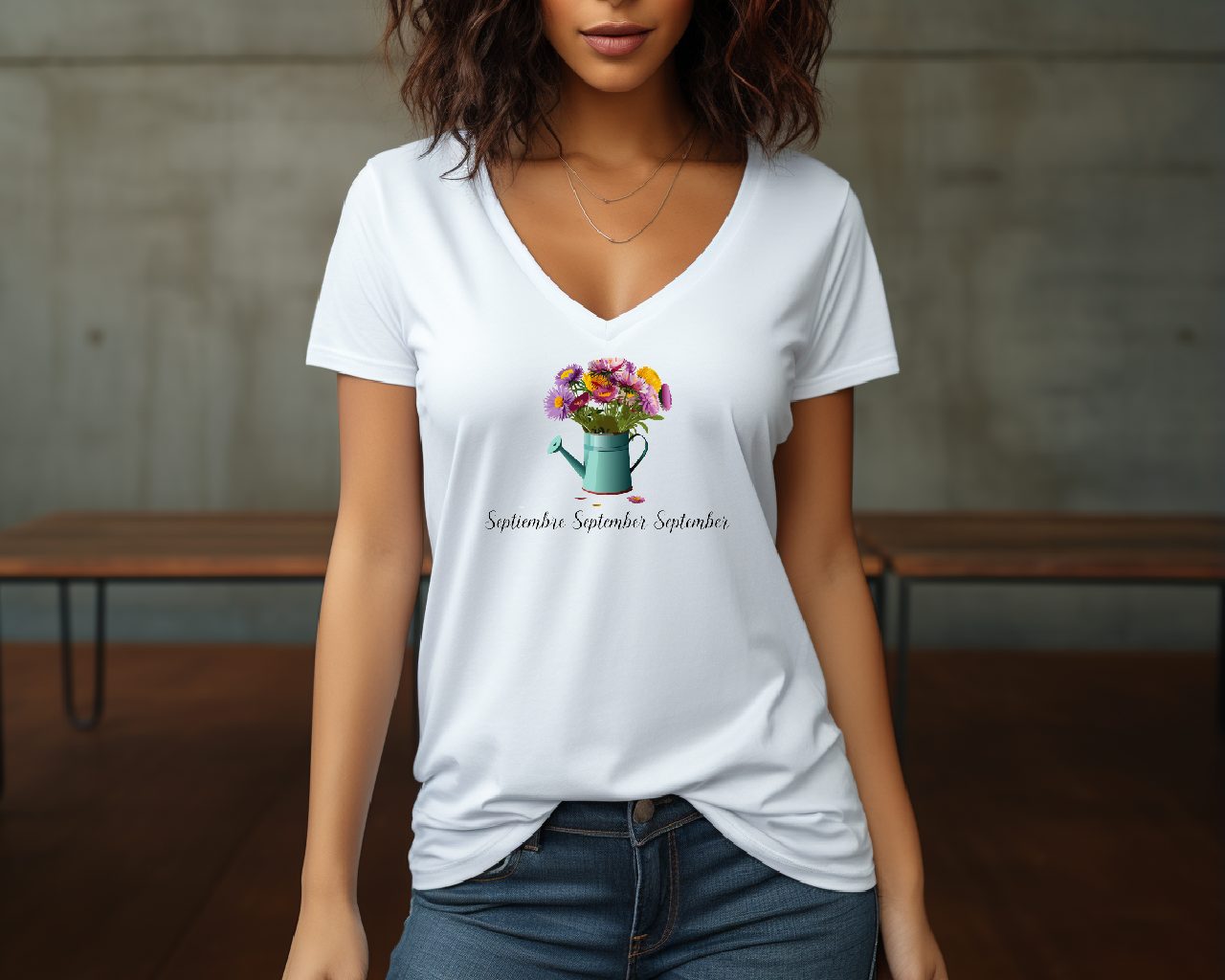 Flirty Women Tee September Birthday Flower Asters