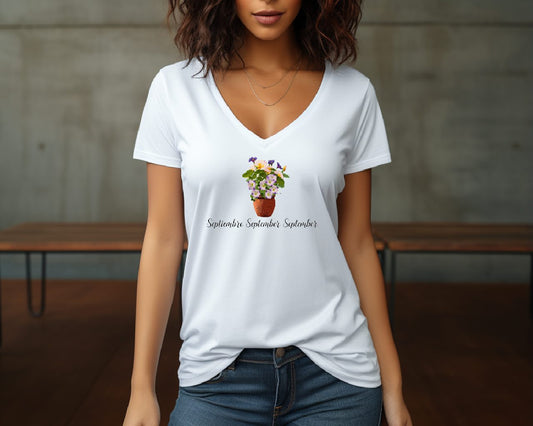 Flirty Woman Tee September Birthday Flower Morning Glory