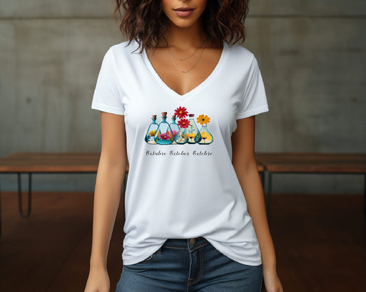 Flirty Women Tee October Birthday Flower Cosmos