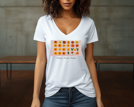 Flirty Women Tee October Birthday Flower Marigolds