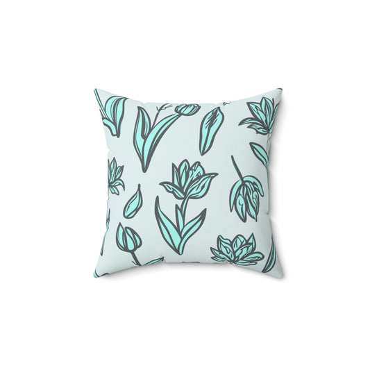 Chic Square Pillow Featuring Fringed Parrot Tulip Pattern