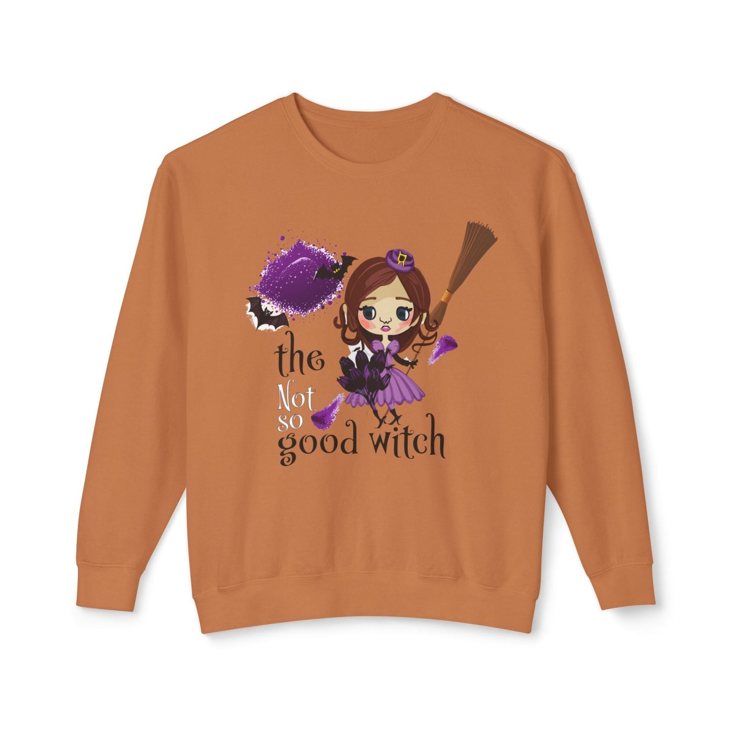 Vintage Inspired Halloween Sweatshirt Featuring A Batty Witch