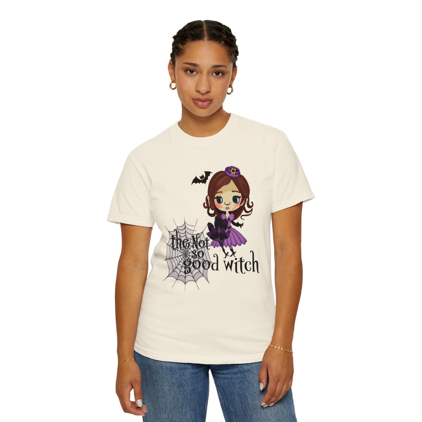 Vintage Inspired Halloween T-Shirt Featuring A Naughty Witch