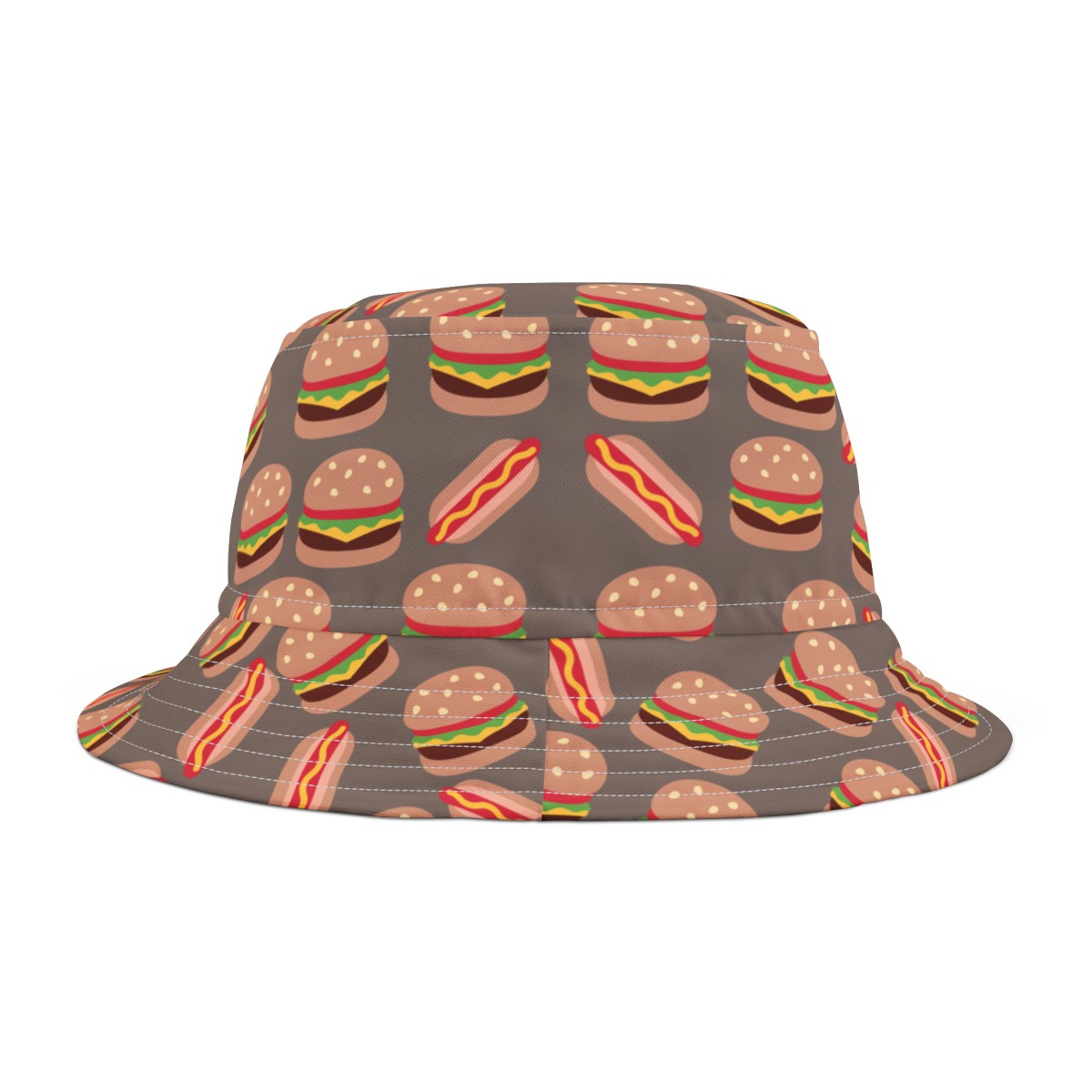 Stylish Bucket Hat with Humorous Hamburger & Hot Dog Pattern