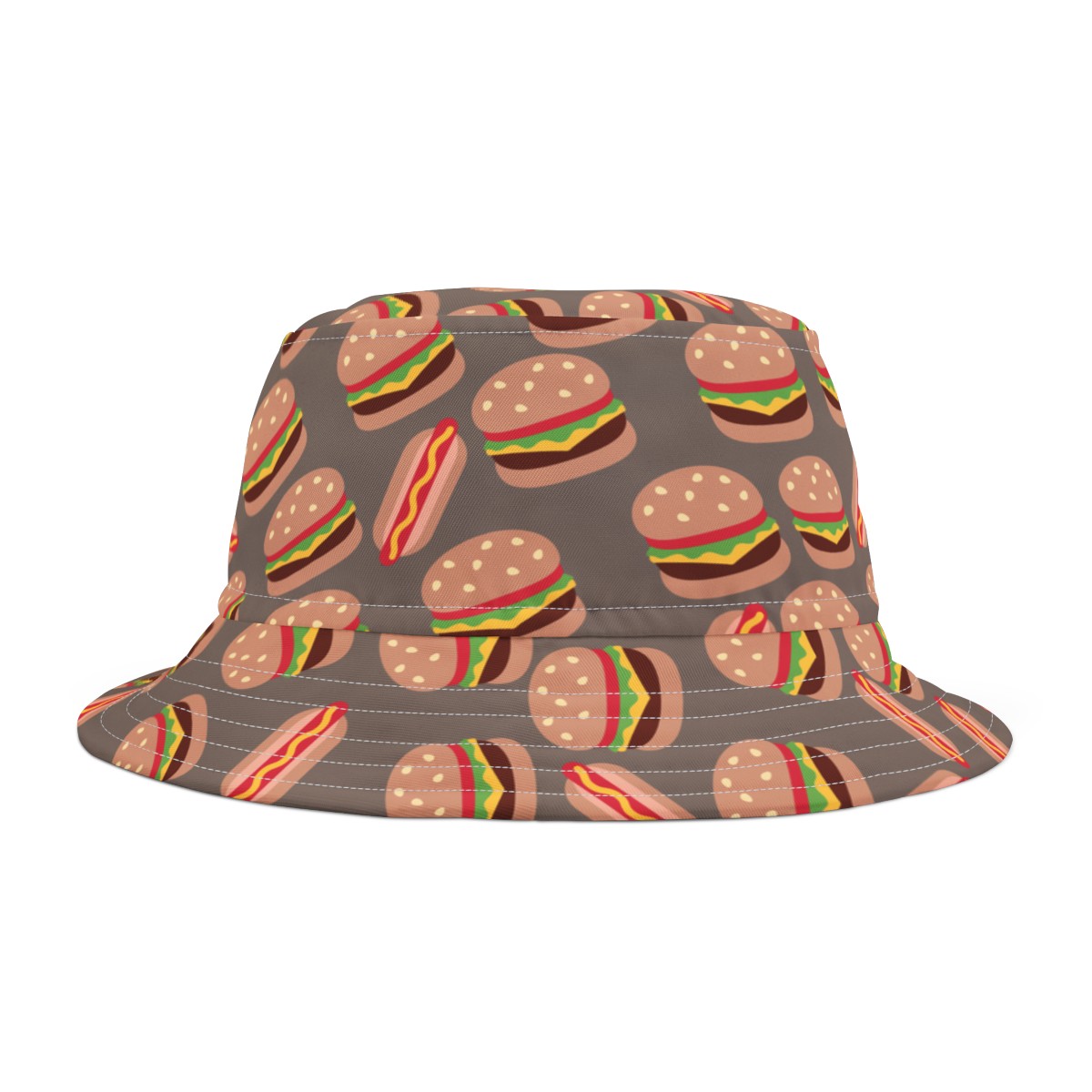 Stylish Bucket Hat with Humorous Hamburger & Hot Dog Pattern