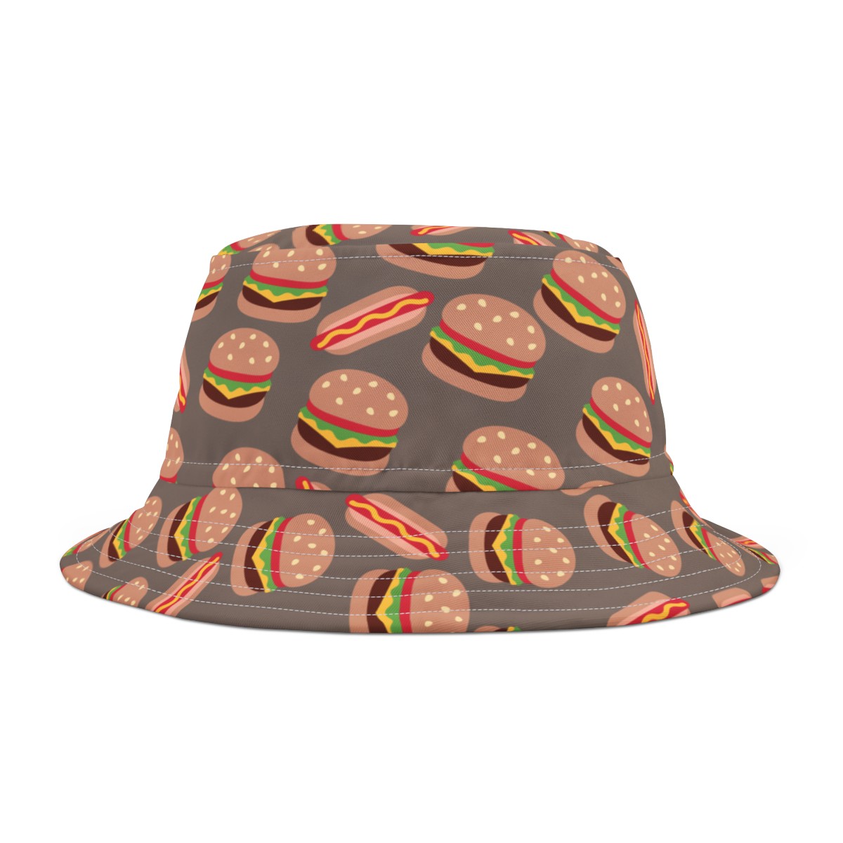 Stylish Bucket Hat with Humorous Hamburger & Hot Dog Pattern
