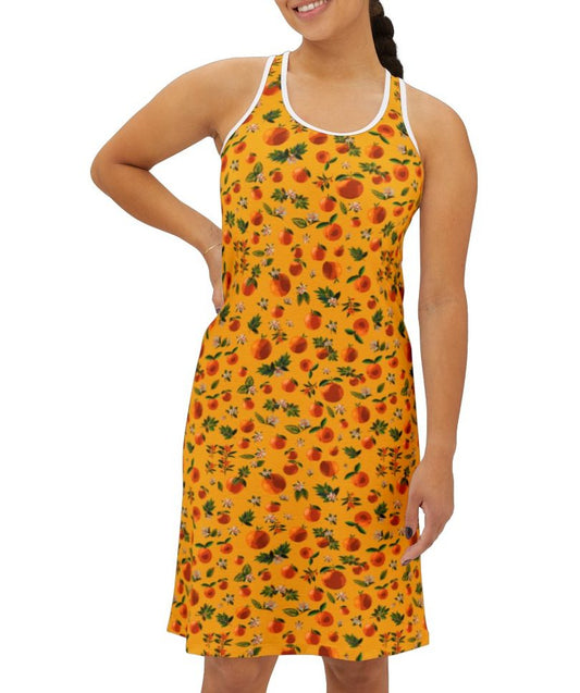 Blossoming Oranges Racerback Dress in Yellow