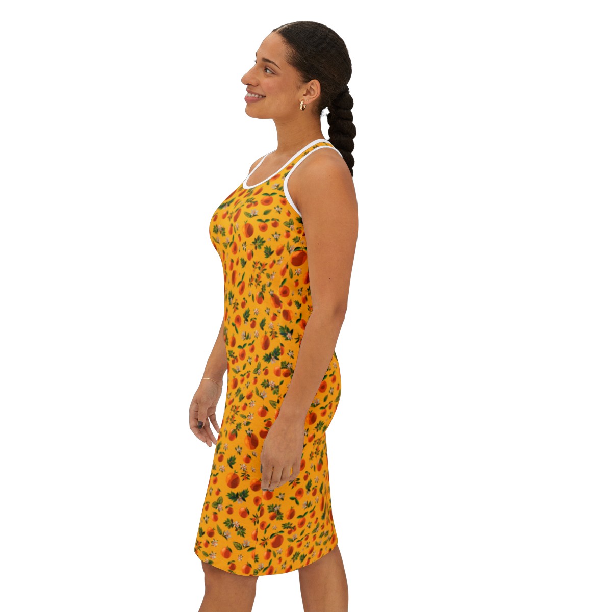 Blossoming Oranges Racerback Dress in Yellow