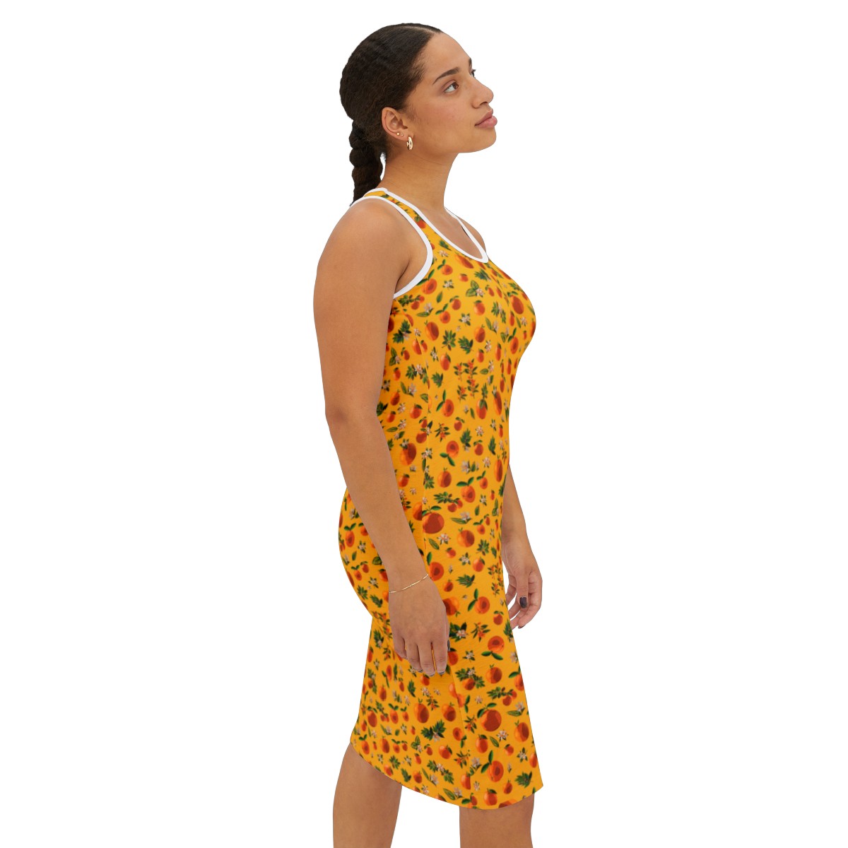 Blossoming Oranges Racerback Dress in Yellow