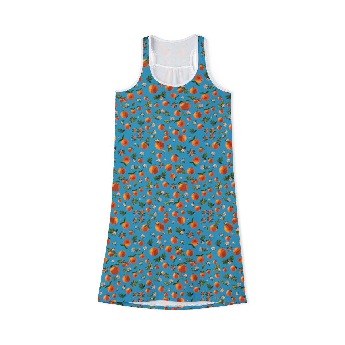Blossoming Oranges Racerback Dress in Turquoise