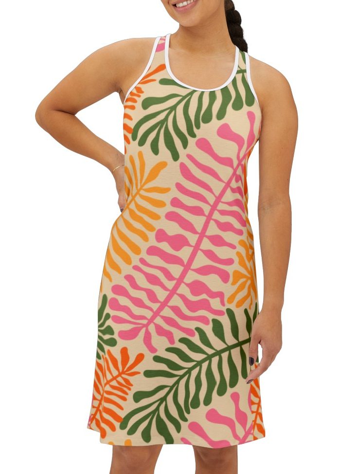 Rainbow Foliage Racerback Dress on White