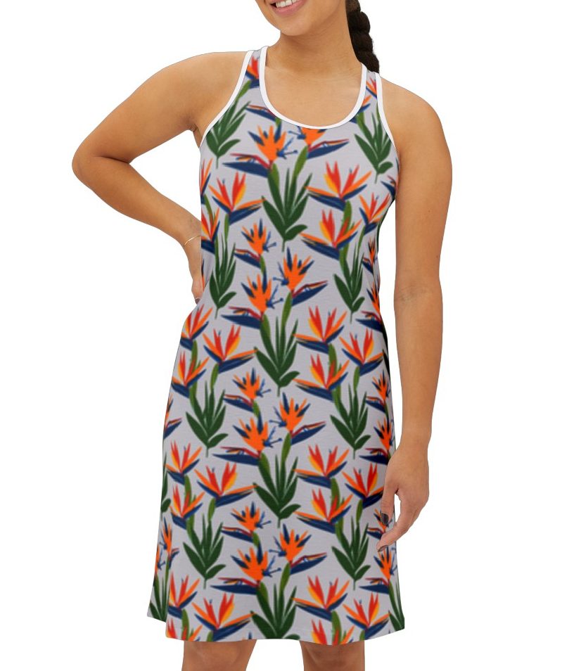 Birds of Paradise Racerback Dress on White